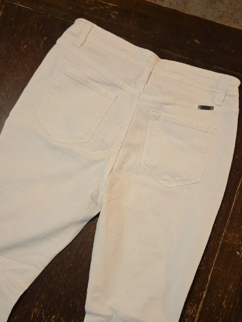 KanCan White Flare Jeans with Knee Rips